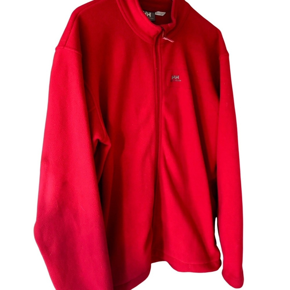 Helly Hansen Mens XL Red Fleece Full Zip Jacket Mock Neck‎ Logo Outdoor Hiking - Picture 5 of 10